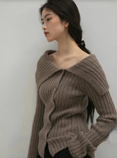 J11 大翻領排釦針織上衣（3 colors）1