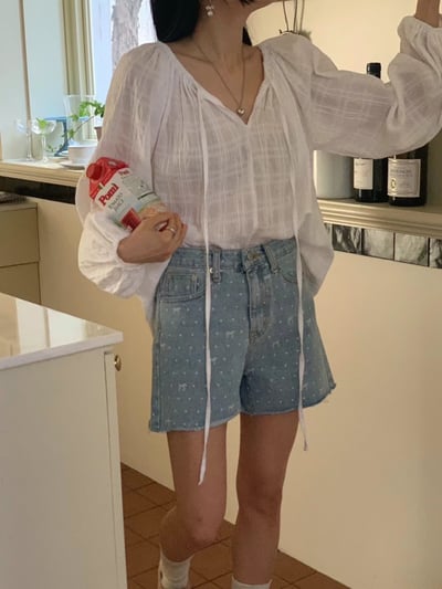 A11 不修邊蝴蝶結牛仔短褲S/M/L8