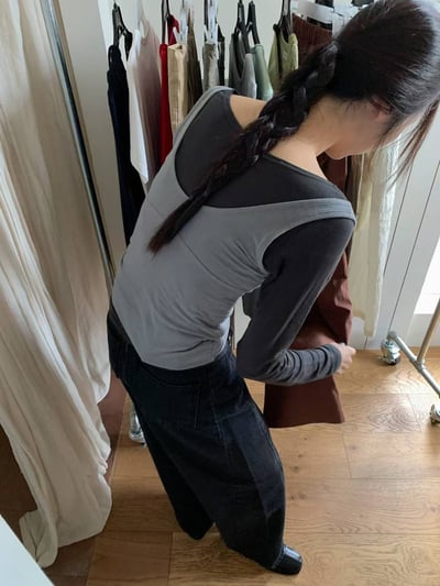 s14 時髦撞色兩件式上衣（3colors）4