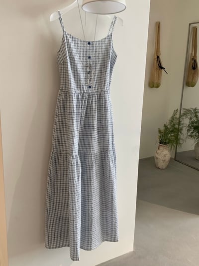 Gz81 藍格紋收腰連身裙+外套8