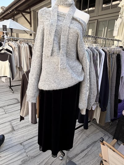 Gz36一字領圍巾針織毛衣（3colors）1