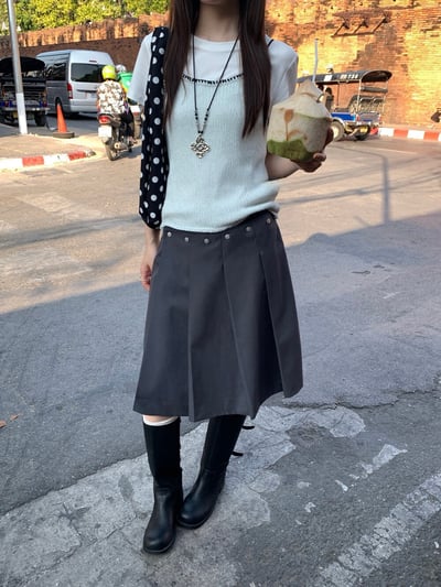 Gz78 鉚釘設計感百褶裙S/M（4colors）4