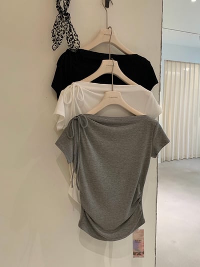 Gz71 斜肩一字領修身上衣（3colors）1