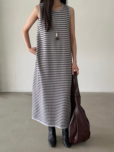 Gz06 針織條紋長裙（2colors）2