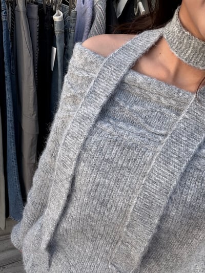 Gz36一字領圍巾針織毛衣（3colors）2