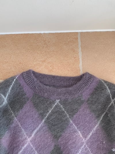 Gz32 紫灰菱格紋毛衣9