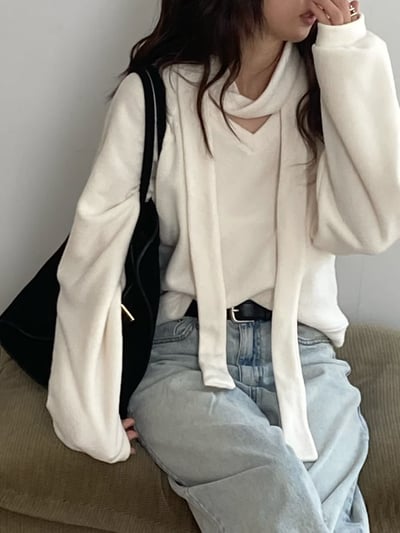 N24 v領毛衣附小圍巾（3colors）6