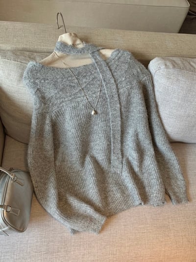 Gz36一字領圍巾針織毛衣（3colors）5