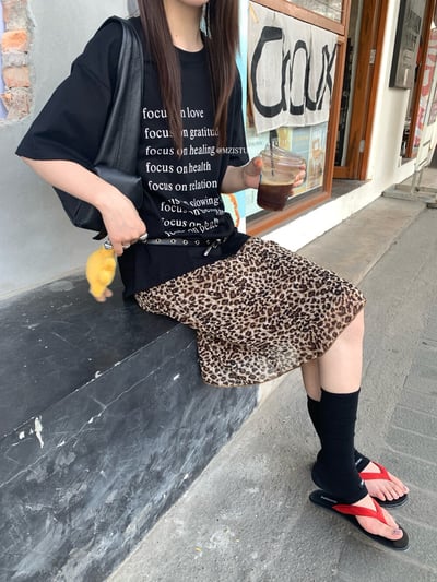 Gz69 簡約輕薄豹紋半裙1