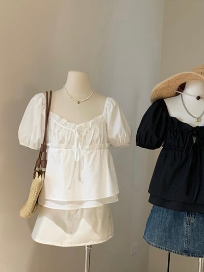 Gz04 甜甜澎澎袖上衣（2colors）1