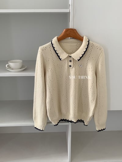 Gz27 甜美刺繡鏤空設計毛衣1