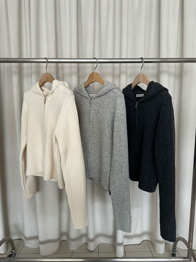 Oct23 坑條連帽針織外套（3colors）13
