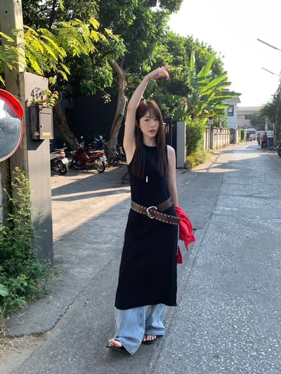 Gz73 側排釦無袖連衣裙3