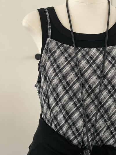 Gz82 不規則格紋細肩ops（2colors）12