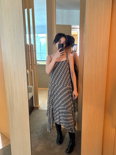 Gz82 不規則格紋細肩ops（2colors）9