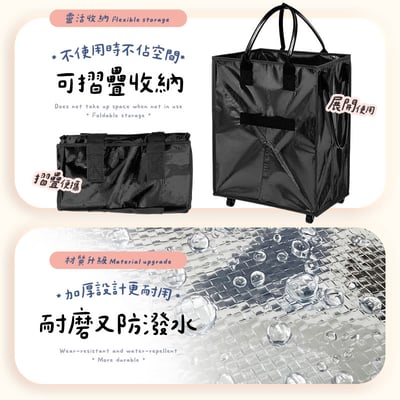 【UTA鴻嘉源】【五代升級版】YH6｜大容量摺疊購物袋｜萬向輪拉桿拖車｜行李箱購物推車｜登機手提收納袋5