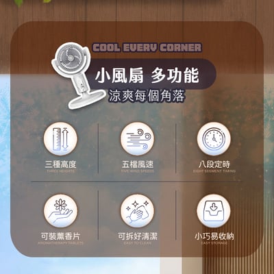 【UTA鴻嘉源】【官方保固】FN09S 3合1多功能循環扇 充電式無線電風扇 4000mAh大容量 8段定時 靜音循環扇 左右擺頭 露營風扇 台扇/立扇/座扇3