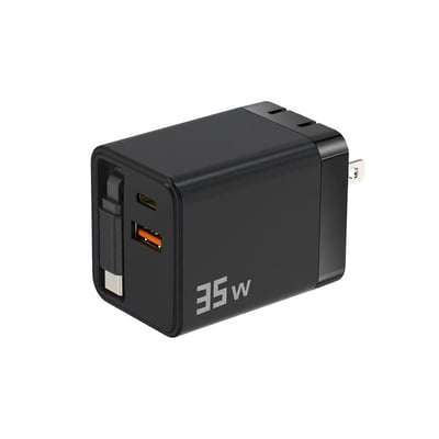 【UTA鴻嘉源】頂級 35W 伸縮線快充頭IC-15【國家驗證 安全合格】磁吸歸位 折疊插腳｜PD QC 快充｜多孔充電器 Type-C 豆腐頭10