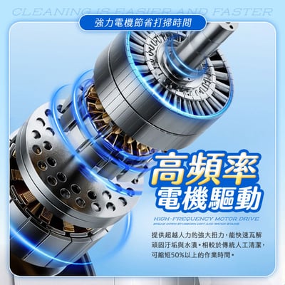 【UTA鴻嘉源】【淨域師】無線電動清潔刷JY-7012 大電量 LED 顯示、8 款刷頭全方位應對（伸縮長桿/60度可調頭）7