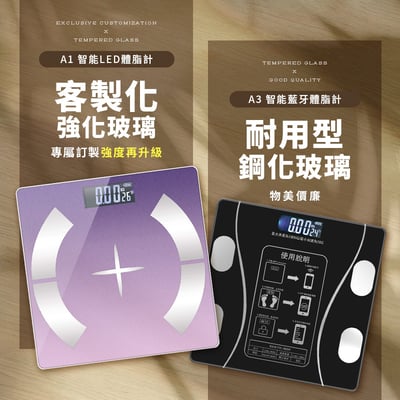 【2026升級款】【UTA鴻嘉源】全繁中智能藍牙體脂計A3｜180kg大承重・APP同步記錄・20+項數據分析（多色可選/強化玻璃）任選2台11