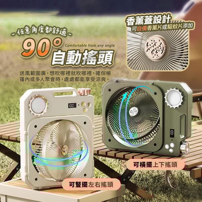 【UTA鴻嘉源】【2026最新款】戶外露營搖頭風扇 S1｜100檔無級調速 LED照明燈 香氛驅蚊 遠端遙控 復古輕工業風 露營/釣魚/辦公室/居家（Type-C供電 5V/2A）7