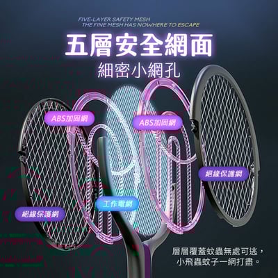 【UTA鴻嘉源】伸縮式旋轉翻拍物理電蚊拍滅蚊燈F17
