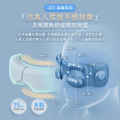 【UTA鴻嘉源】極致護眼KM-3 智能氣壓熱敷按摩眼罩(5種護眼模式/3秒快速恆溫熱敷/多點穴位揉捏/可折疊便攜)6