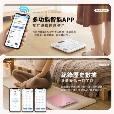 【2026升級款】【UTA鴻嘉源】全繁中智能藍牙體脂計A3｜180kg大承重・APP同步記錄・20+項數據分析（多色可選/強化玻璃）任選2台6