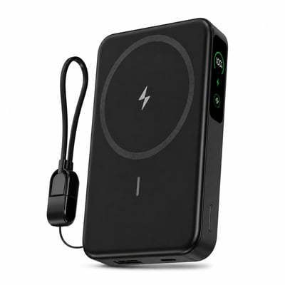 【UTA鴻嘉源】【AnOne】半固態防爆磁吸無線行動電源 10000mAh 20W快充 自帶線折疊支架數顯行動電源 ITC-250411