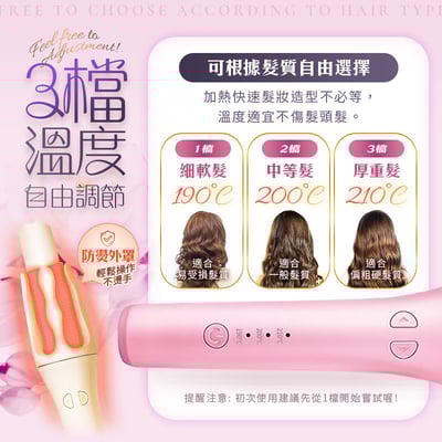【UTA鴻嘉源】【AI 智能全自動】懶人捲髮棒RZ9 32mm 大波浪自動旋轉 負離子護髮 國際電壓 (粉/紫/米色)6