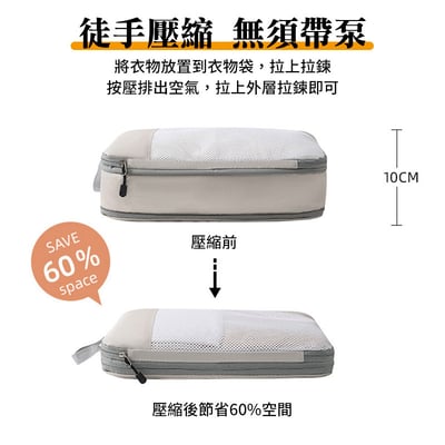 【UTA鴻嘉源】【升級款】旅行壓縮收納袋組 BA6｜徒手壓縮 節省60%空間｜防水防潮 行李箱衣物分類包（多色/多尺寸可選）5