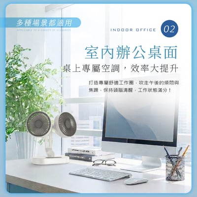 【UTA鴻嘉源】【日系S8雙頭扇】渦輪循環扇｜1+1雙核大風量 270°靈活折疊 六檔風速 9H定時 靜音壁掛/桌面兩用 循環扇（Type-C供電 5V/2A）9