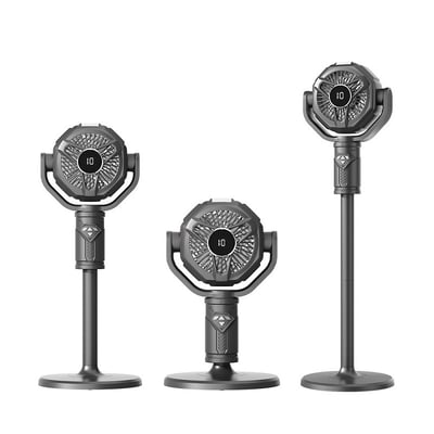 【2026黑武士S2】多功能三段式落地扇｜自動搖頭 10檔強風 LED照明 12H定時 附遙控器收納槽 露營落地扇 桌面扇（5V/2A供電）14