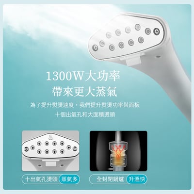 【UTA鴻嘉源】【旗艦款】平/掛燙兩用 直立式掛燙機 1300W大蒸氣 十檔控溫 1.6L大水箱 15秒快燙 蒸汽熨斗(夕霧藍/SC1)4