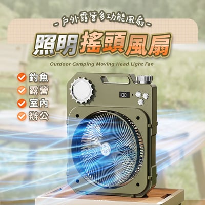 【UTA鴻嘉源】【2026最新款】戶外露營搖頭風扇 S1｜100檔無級調速 LED照明燈 香氛驅蚊 遠端遙控 復古輕工業風 露營/釣魚/辦公室/居家（Type-C供電 5V/2A）2