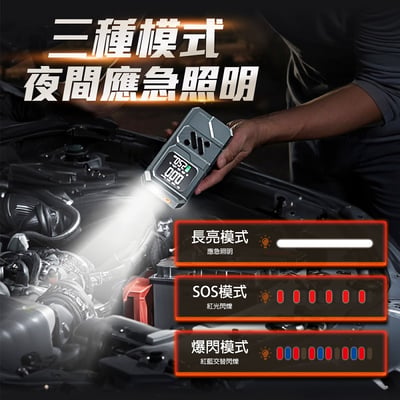 【UTA鴻嘉源】【隨途 SUITU】12V多功能汽車應急啟動電源+智慧充氣泵一體機 YH7(搭電救車/胎壓預設自停/行動電源/LED應急照明)10