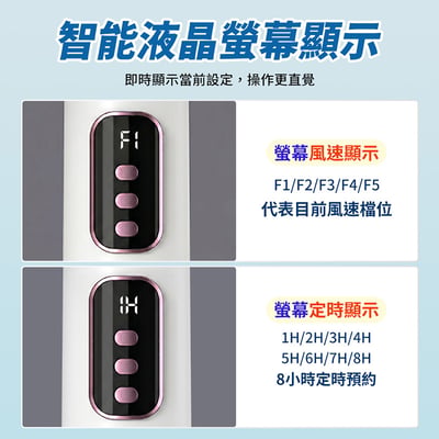 【UTA鴻嘉源】智能極靜遙控循環扇 S5｜三段高度調節(桌扇/立扇/落地扇)｜7吋廣角自動擺頭｜5段風速調整｜8小時定時開關｜Type-C 介面供電｜LED 液晶螢幕顯示7