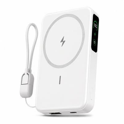 【UTA鴻嘉源】【AnOne】半固態防爆磁吸無線行動電源 10000mAh 20W快充 自帶線折疊支架數顯行動電源 ITC-250410