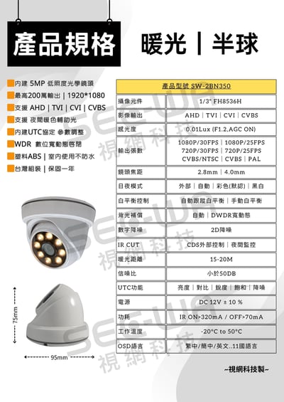200萬｜同軸｜暖光半球2