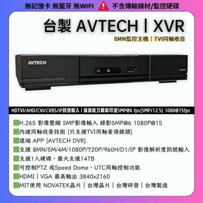 AVTECH 陞泰 同軸主機｜TVI收音1
