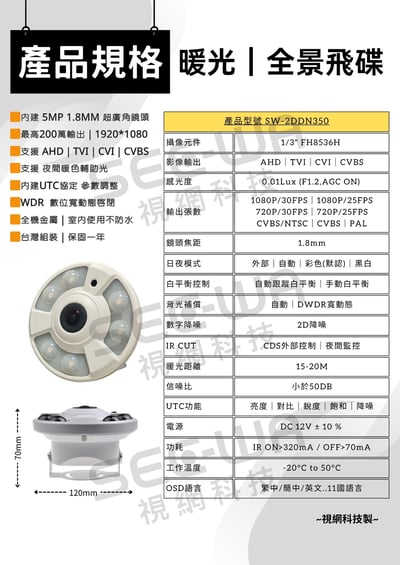 200萬｜同軸｜暖光飛碟全景2