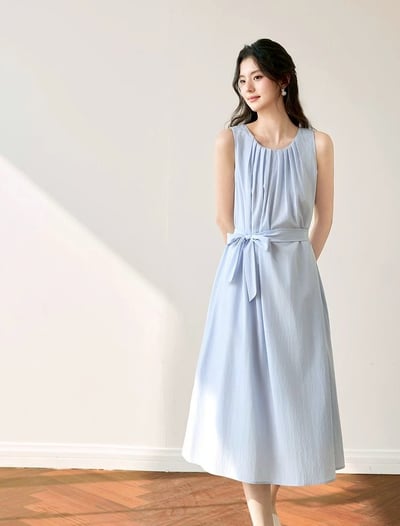 新款🩵韓系多巴胺掛脖連山本裙👗 （附飄帶）2