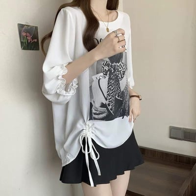 現貨 夏季韓系涼感抽繩天絲上衣3
