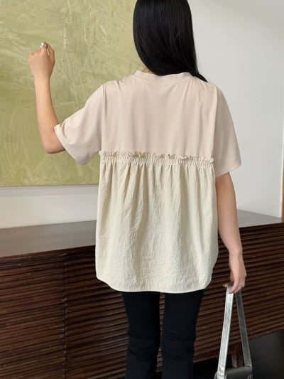 韓系時尚拼接不規則上衣4