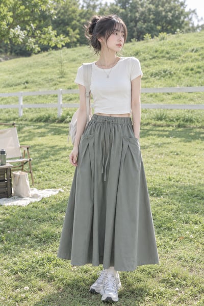 Sora Flow Skirt｜日系 · 輕盈立體口袋七分裙2