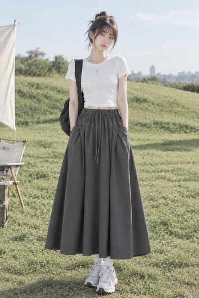 Sora Flow Skirt｜日系 · 輕盈立體口袋七分裙1