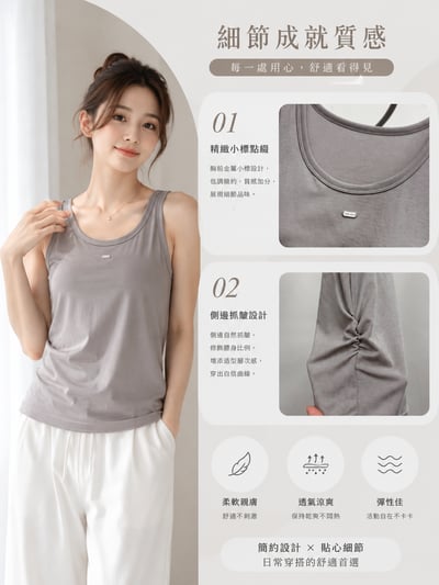 Lumière Cool Tank｜奧黛爾涼感戴罩杯修身背心3