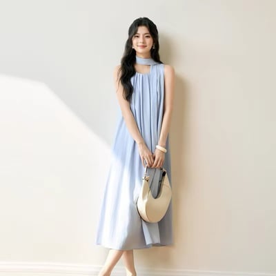 新款🩵韓系多巴胺掛脖連山本裙👗 （附飄帶）4