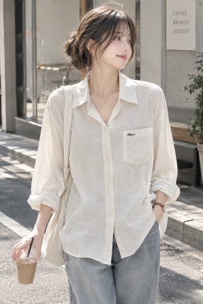 Lumi Linen Shirt｜日系 · 微光亞麻感寬鬆襯衫1