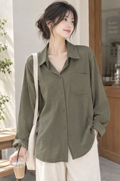 Lumi Linen Shirt｜日系 · 微光亞麻感寬鬆襯衫2
